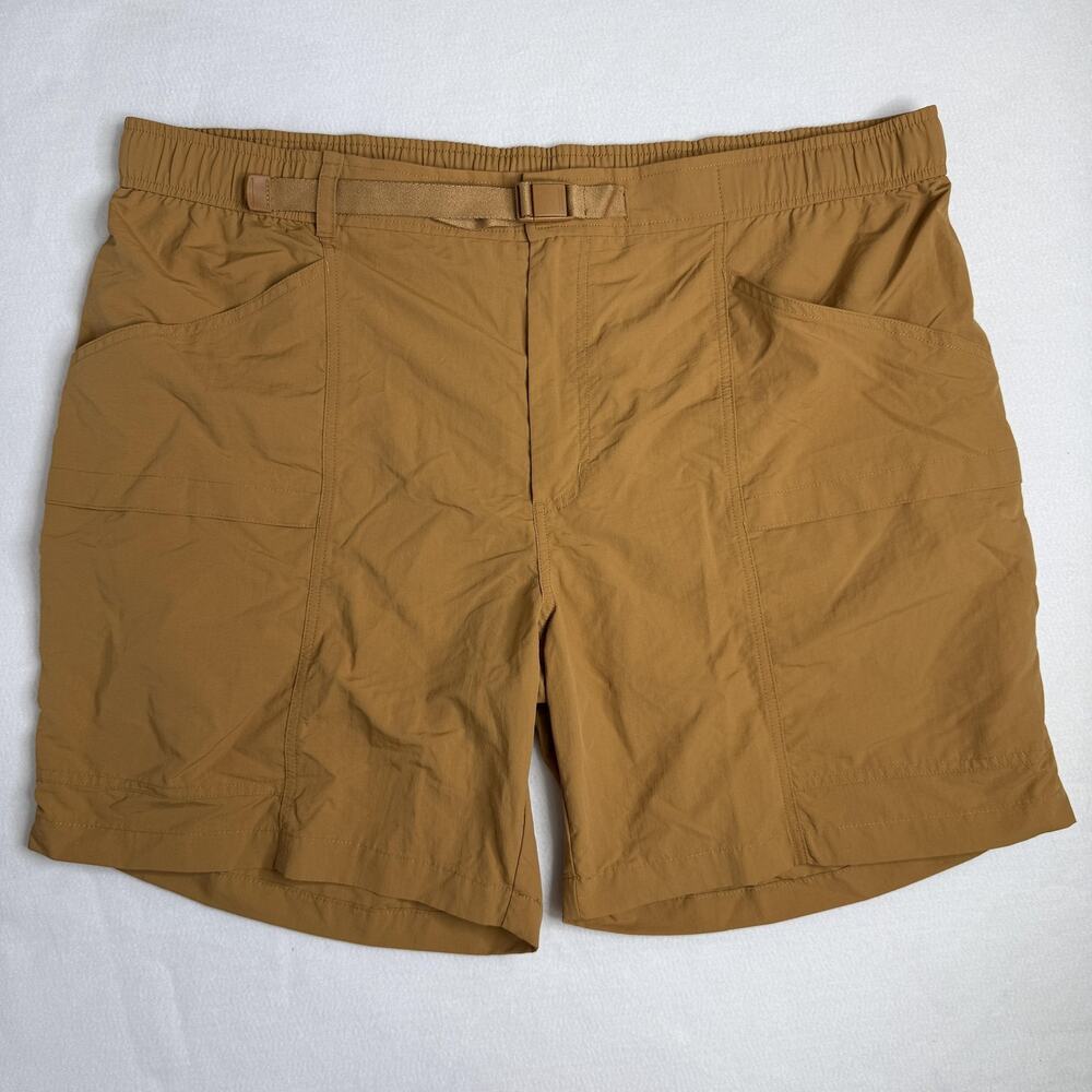 Eddie Bauer Shorts Mens 2XL Brown Nylon Cargo Elastic Waist Ripstop Outdoor